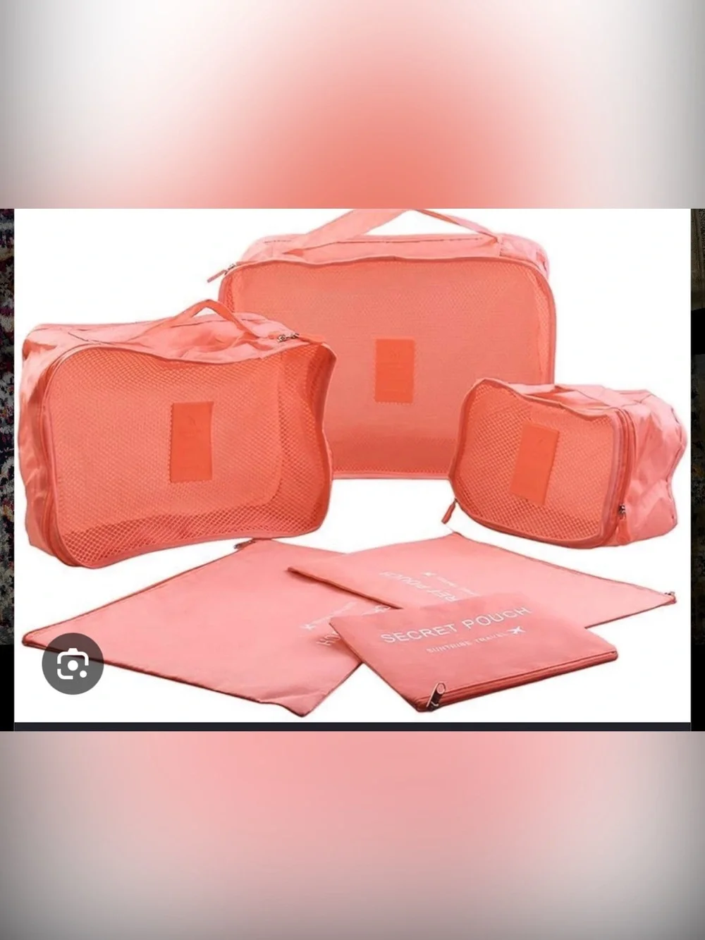 Coral Travel Packing Cube and Pouch Set - 7 Piece